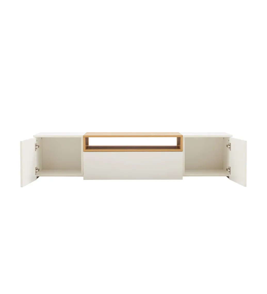 Stolik pod TV wiszący LOFT 160 cm biało naturalna*Invicta Interior Discount