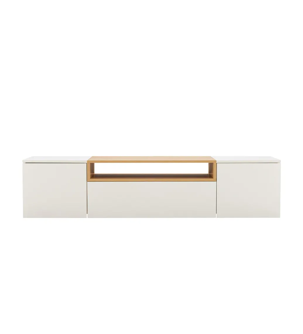 Stolik pod TV wiszący LOFT 160 cm biało naturalna*Invicta Interior Discount