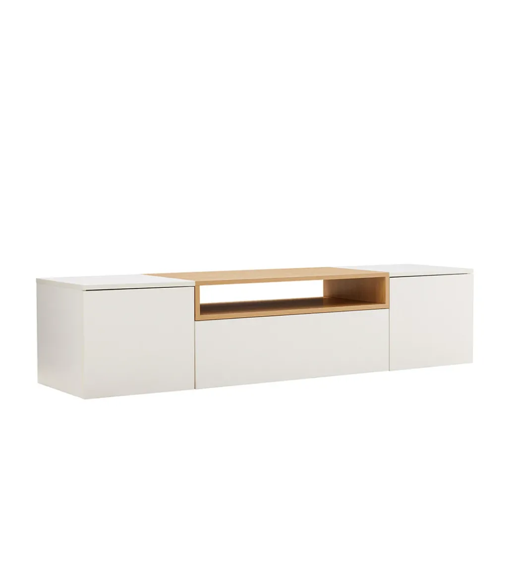Stolik pod TV wiszący LOFT 160 cm biało naturalna*Invicta Interior Discount