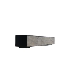 Stolik pod TV wiszący MOUNTAIN SOUL 200 cm drewno akacja czarny*Invicta Interior Online