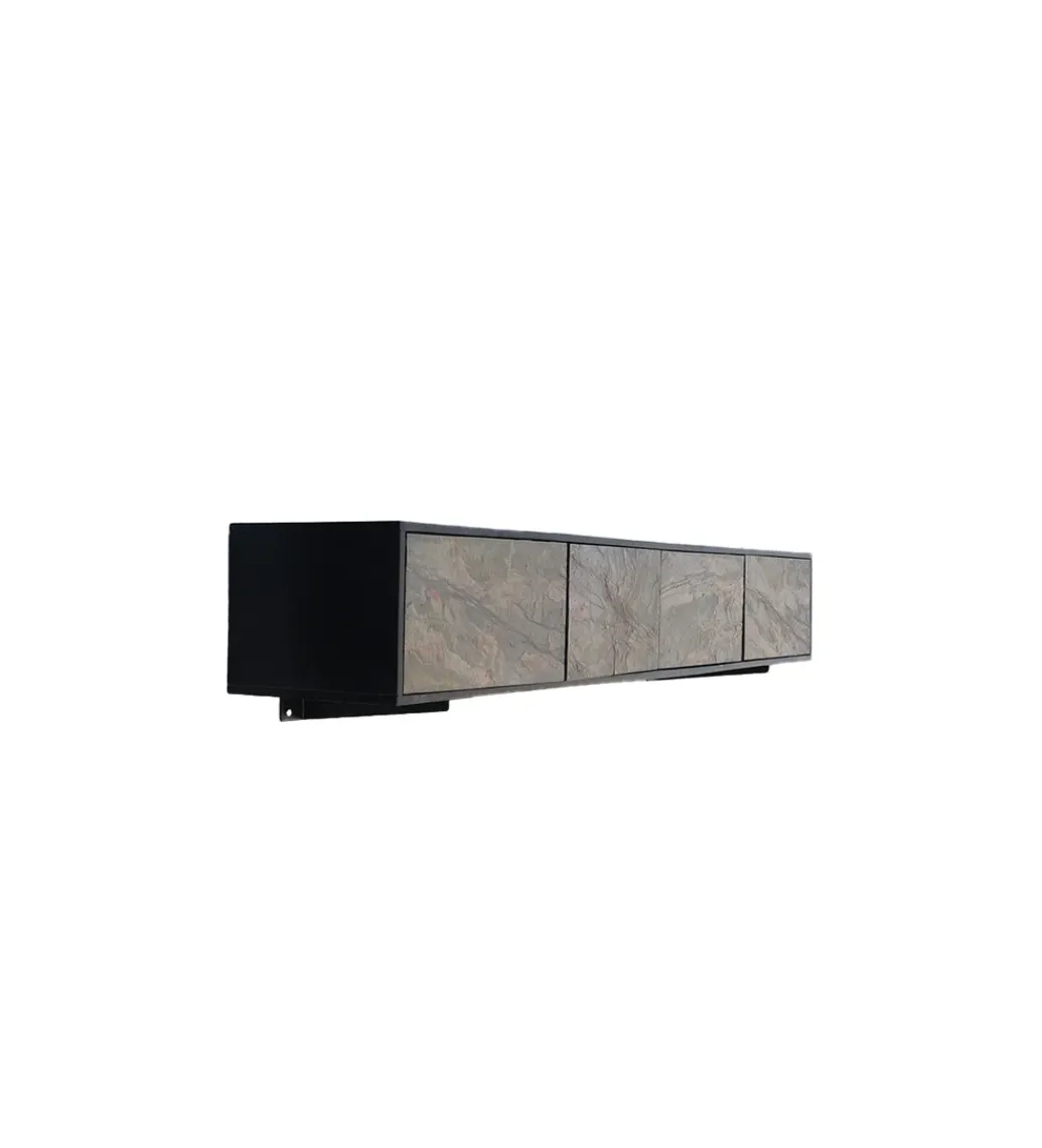 Stolik pod TV wiszący MOUNTAIN SOUL 200 cm drewno akacja czarny*Invicta Interior Online