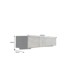 Stolik pod TV wiszący MOUNTAIN SOUL 200 cm drewno akacja czarny*Invicta Interior Online
