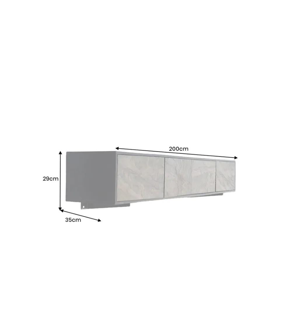 Stolik pod TV wiszący MOUNTAIN SOUL 200 cm drewno akacja czarny*Invicta Interior Online