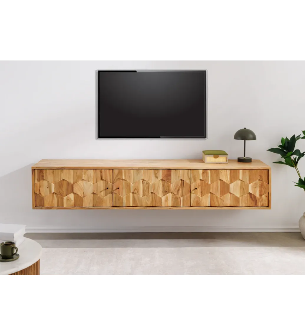 Stolik pod TV wiszący MYSTIC LIVING 160 cm drewno akacja*Invicta Interior Sale