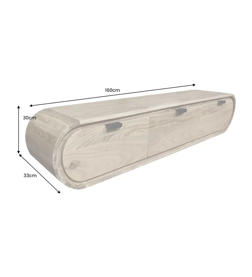 Stolik pod TV wiszący ORGANIC 160 cm drewno akacja*Invicta Interior - przedsprzedaż New