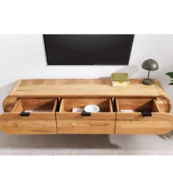 Stolik pod TV wiszący ORGANIC 160 cm drewno akacja*Invicta Interior - przedsprzedaż New