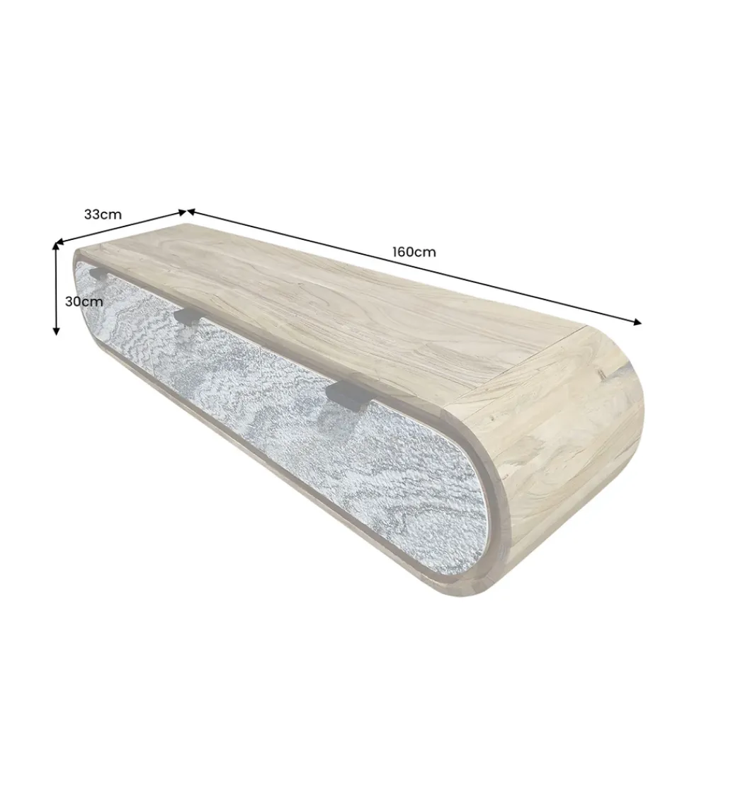 Stolik pod TV wiszący ORGANIC 160 cm drewno akacja kolor kamienia*Invicta Interior Discount