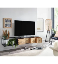 Stolik pod TV wiszący SANDINO 150 cm drewno mango*WOHNLING, GERMANY Sale