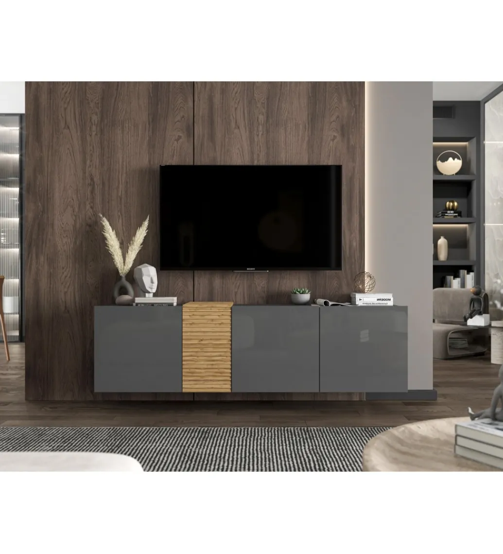 Stolik pod TV wiszący VANTA 160 cm antracytowy*Polski Design ML Discount