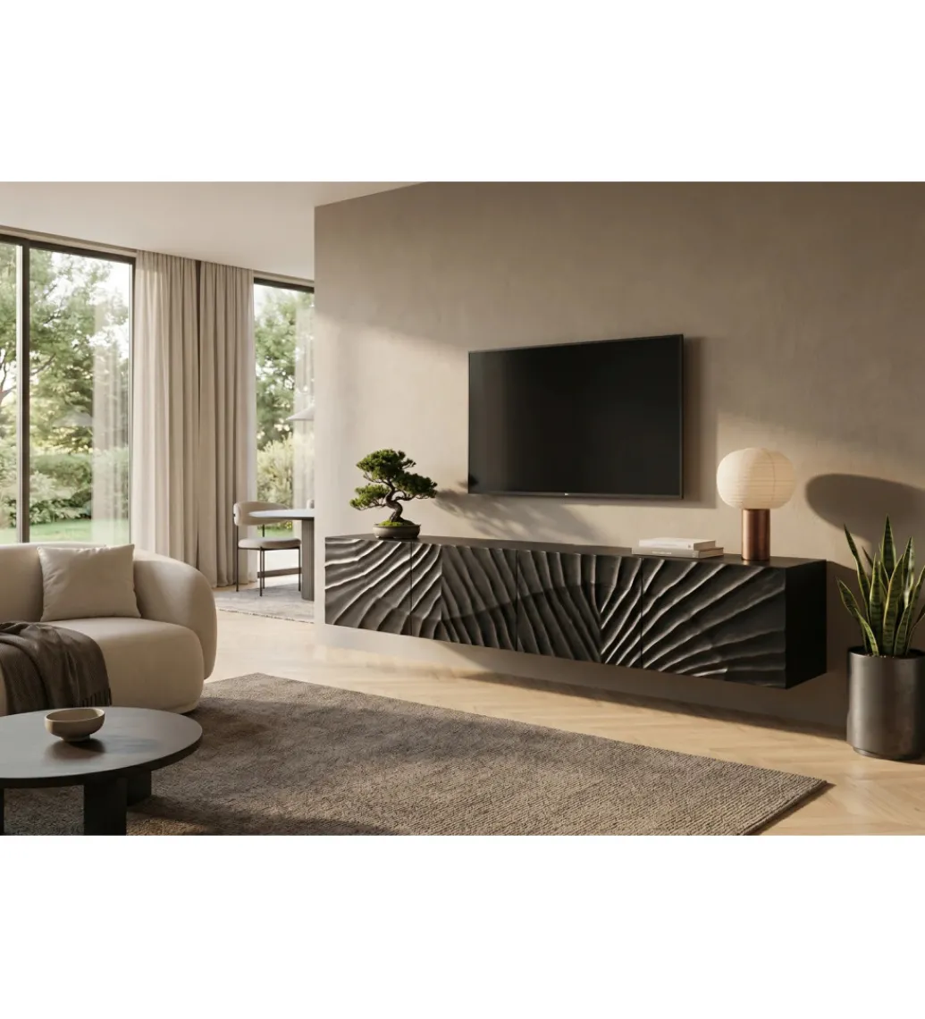 Stolik pod TV wiszący ZEUS Scorpion 200 cm drewno mango*Invicta Interior Best