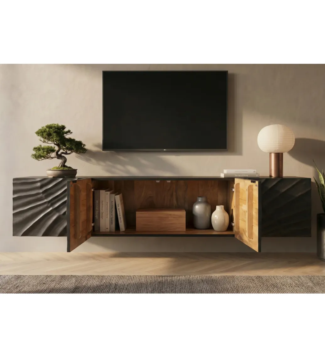 Stolik pod TV wiszący ZEUS Scorpion 200 cm drewno mango*Invicta Interior Best