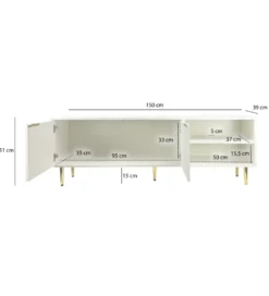 Stolik pod TV WOHNLING 150 cm biały*WOHNLING, GERMANY Best