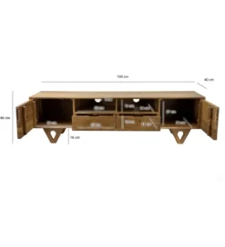 Stolik pod TV WOHNLING 160 cm drewno akacja*WOHNLING, GERMANY New