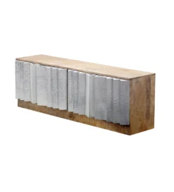 Stolik pod TV ZALVERO 150 cm drewno mango srebrny front*Invicta Interior Sale