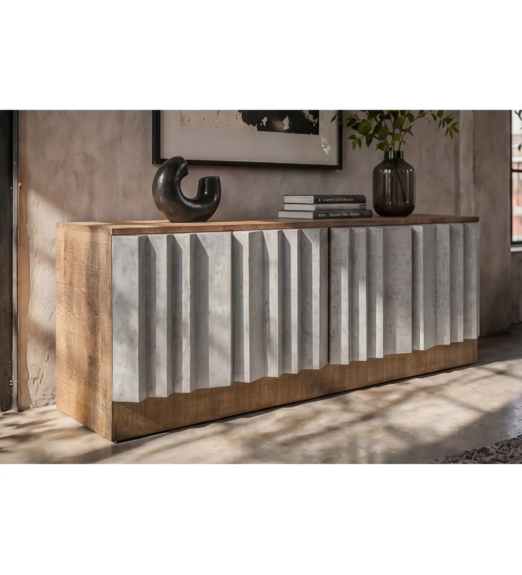 Stolik pod TV ZALVERO 150 cm drewno mango srebrny front*Invicta Interior Sale