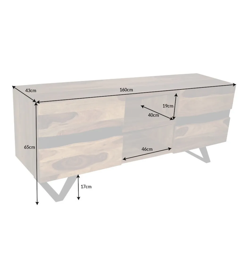 Stolik pod TV ZAMBEZI Amazonas 160 cm drewno Sheesham*Invicta Interior Hot