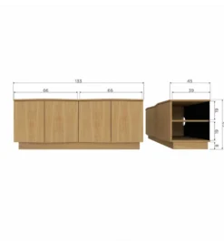Stolik pod TV ZUMA 133 cm drewno dębu naturalna*WOOOD Clearance