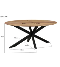 Stół owalny ACASIA 240 cm drewno akacja*LF-Design