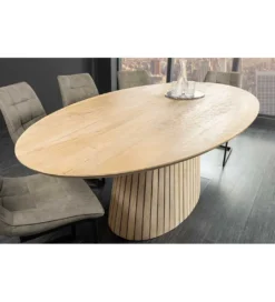 Stół owalny TOMES 220 cm drewno mango bielone*Invicta Interior