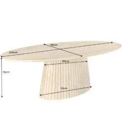 Stół owalny TOMES 220 cm drewno mango bielone*Invicta Interior