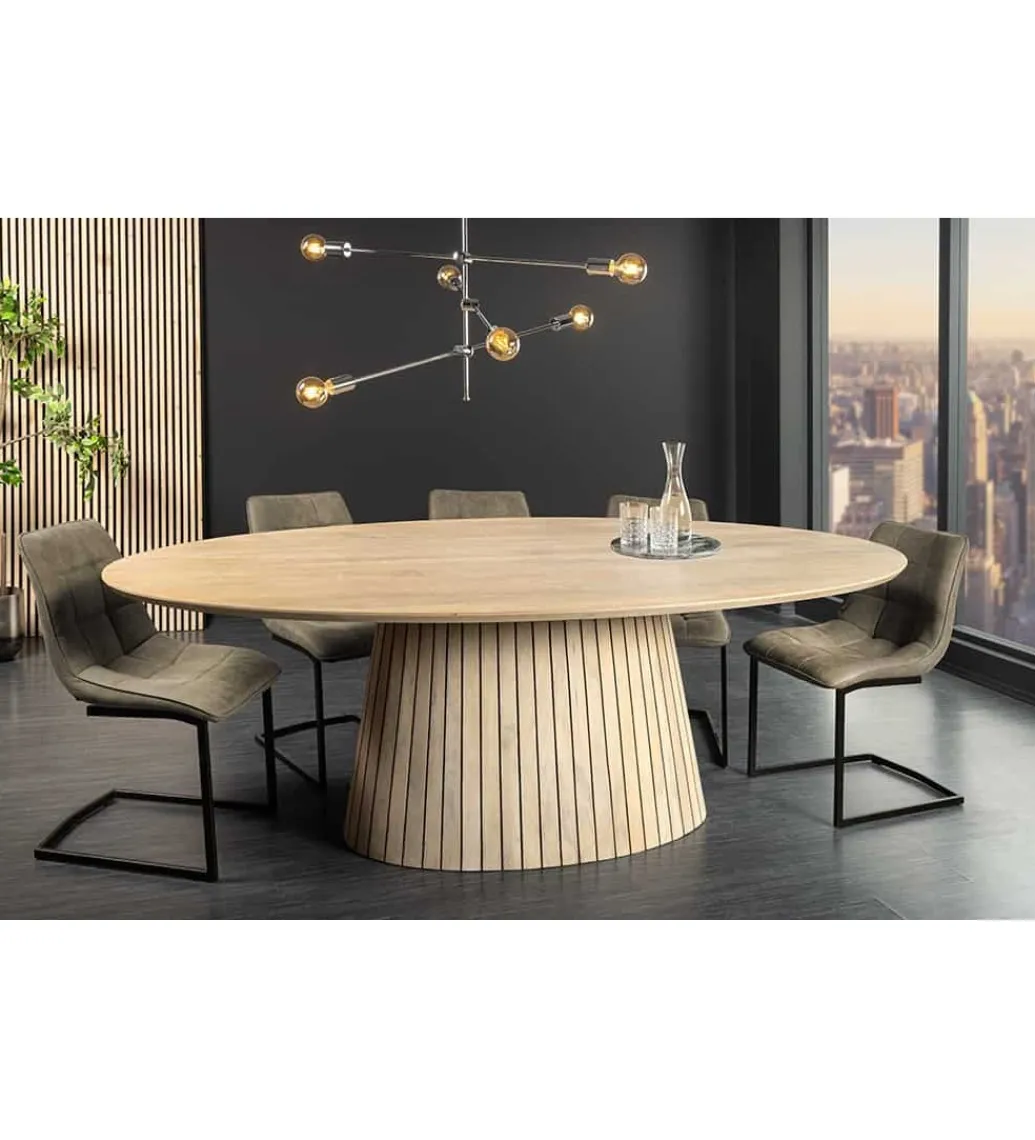 Stół owalny TOMES 220 cm drewno mango bielone*Invicta Interior