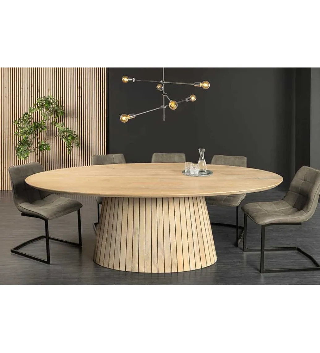 Stół owalny TOMES 220 cm drewno mango bielone*Invicta Interior