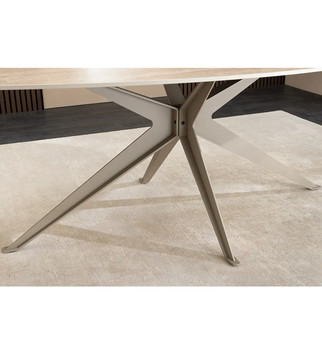 Stół owalny TRAVERTIN 220 cm ceramika w optyce trawertynu*Invicta Interior Outlet