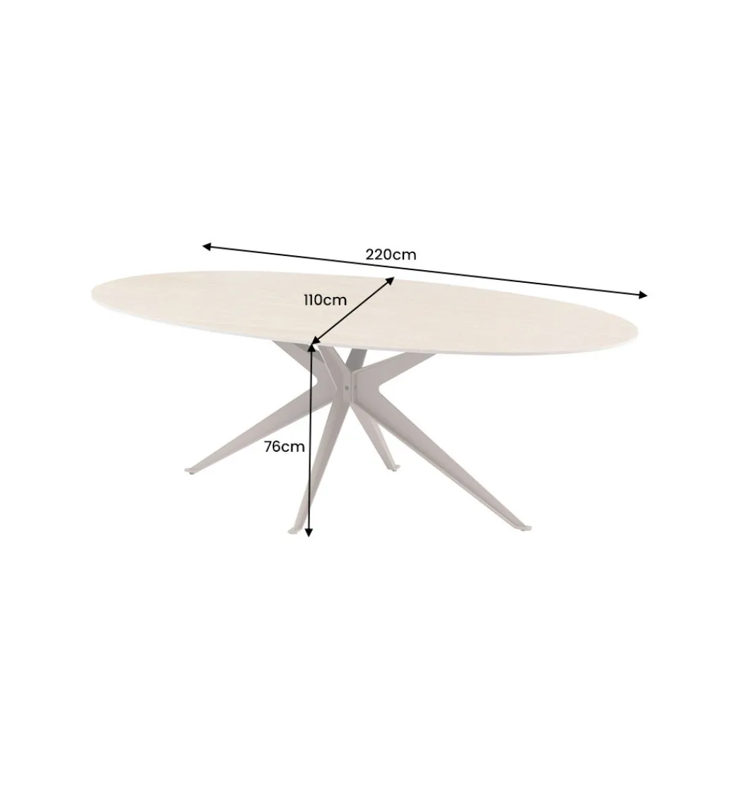 Stół owalny TRAVERTIN 220 cm ceramika w optyce trawertynu*Invicta Interior Outlet