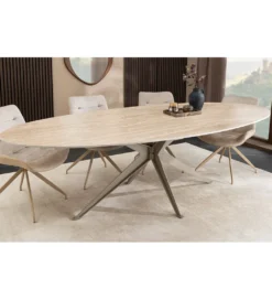 Stół owalny TRAVERTIN 220 cm ceramika w optyce trawertynu*Invicta Interior Outlet