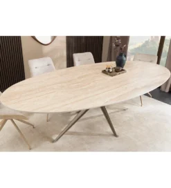 Stół owalny TRAVERTIN 220 cm ceramika w optyce trawertynu*Invicta Interior Outlet