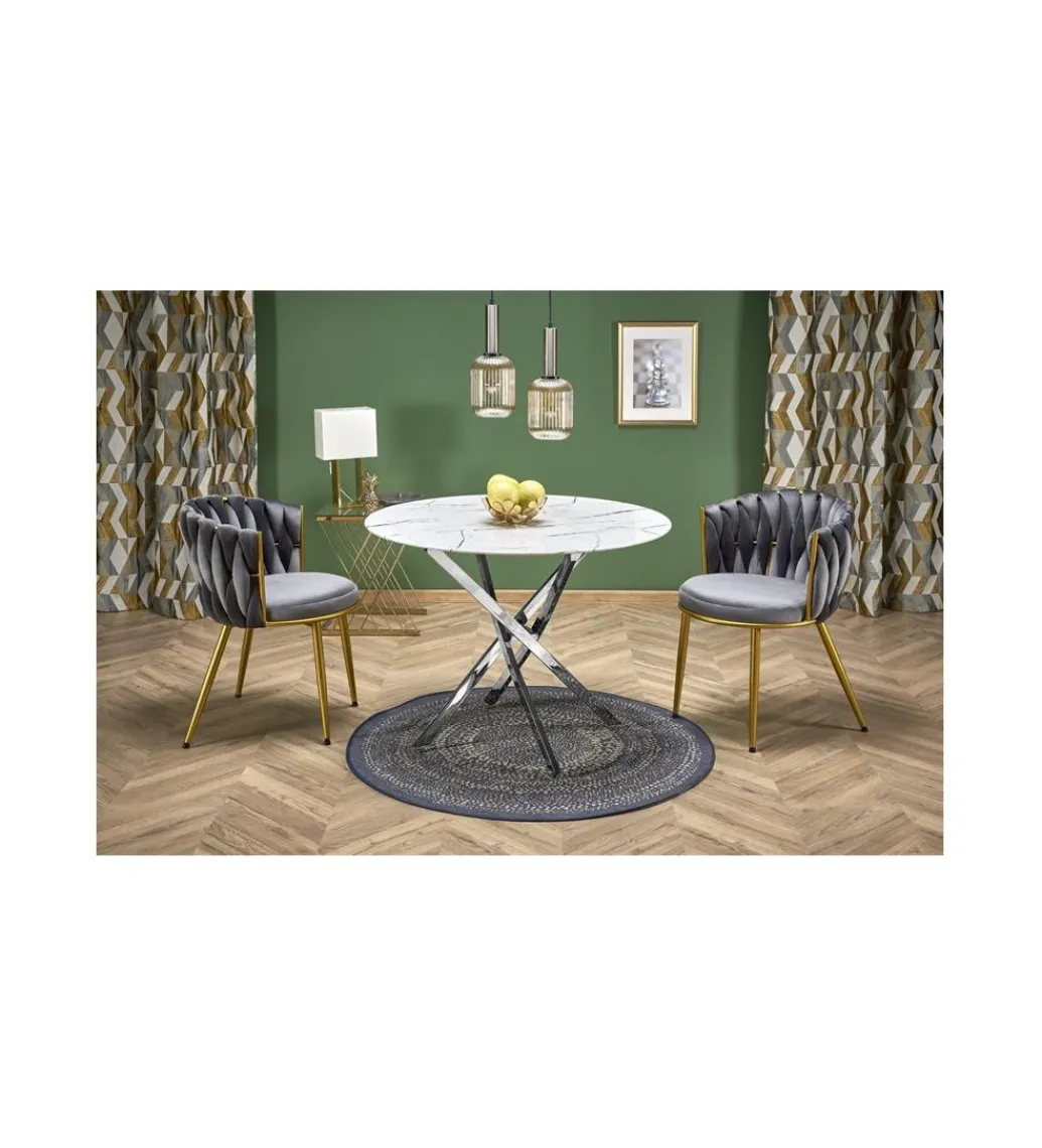 Stół RAYMOND III 100 cm w optyce białego marmuru*Halmar