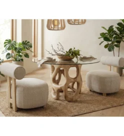 Stół REDONDA 130cm drewno suar naturalne*Imeri Discount