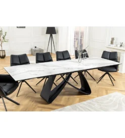 Stół rozkładany AMININ 180 cm - 260 cm ceramika w optyce białego marmuru*Invicta Interior Discount