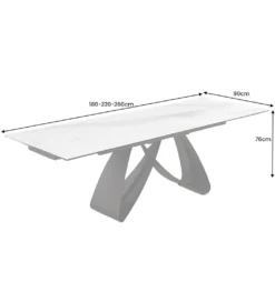 Stół rozkładany AMININ 180 cm - 260 cm ceramika w optyce białego marmuru*Invicta Interior Discount