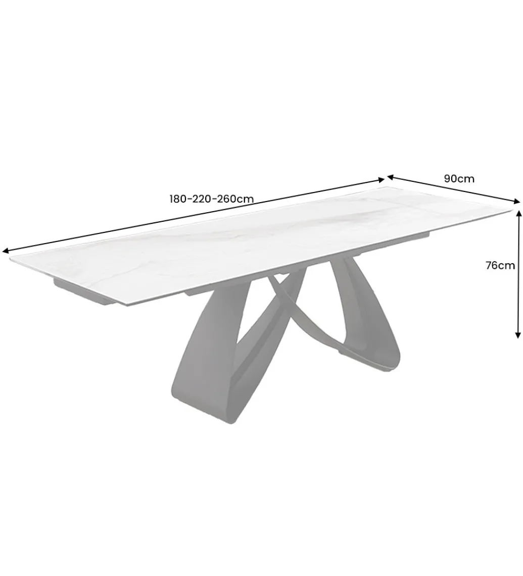 Stół rozkładany AMININ 180 cm - 260 cm ceramika w optyce białego marmuru*Invicta Interior Discount