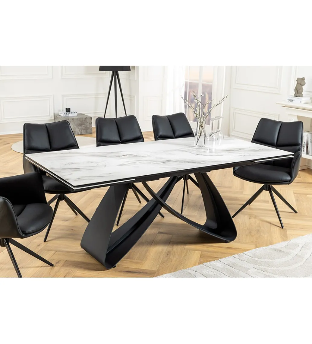 Stół rozkładany AMININ 180 cm - 260 cm ceramika w optyce białego marmuru*Invicta Interior Discount