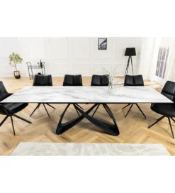 Stół rozkładany AMININ 180 cm - 260 cm ceramika w optyce białego marmuru*Invicta Interior Discount