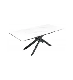 Stół rozkładany ARKANSAS 160 cm - 200 cm ceramika w optyce białego marmuru*Invicta Interior New