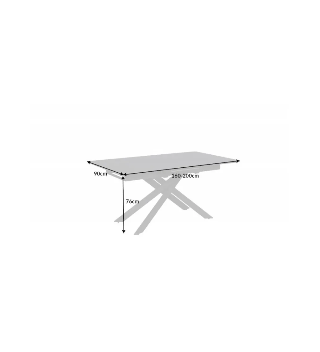 Stół Rozkładany ARKANSAS 160 Cm - 200 Cm ceramika w optyce antracytowego marmuru*Invicta Interior Discount