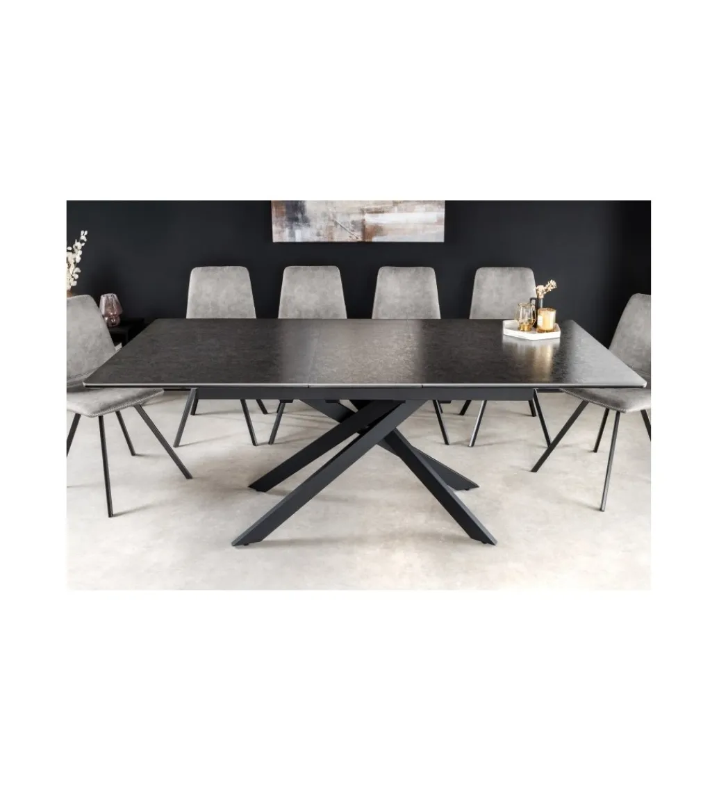 Stół Rozkładany ARKANSAS 160 Cm - 200 Cm ceramika w optyce antracytowego marmuru*Invicta Interior Discount
