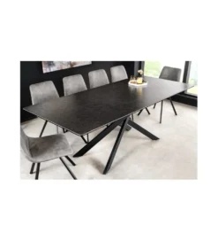 Stół Rozkładany ARKANSAS 160 Cm - 200 Cm ceramika w optyce antracytowego marmuru*Invicta Interior Discount