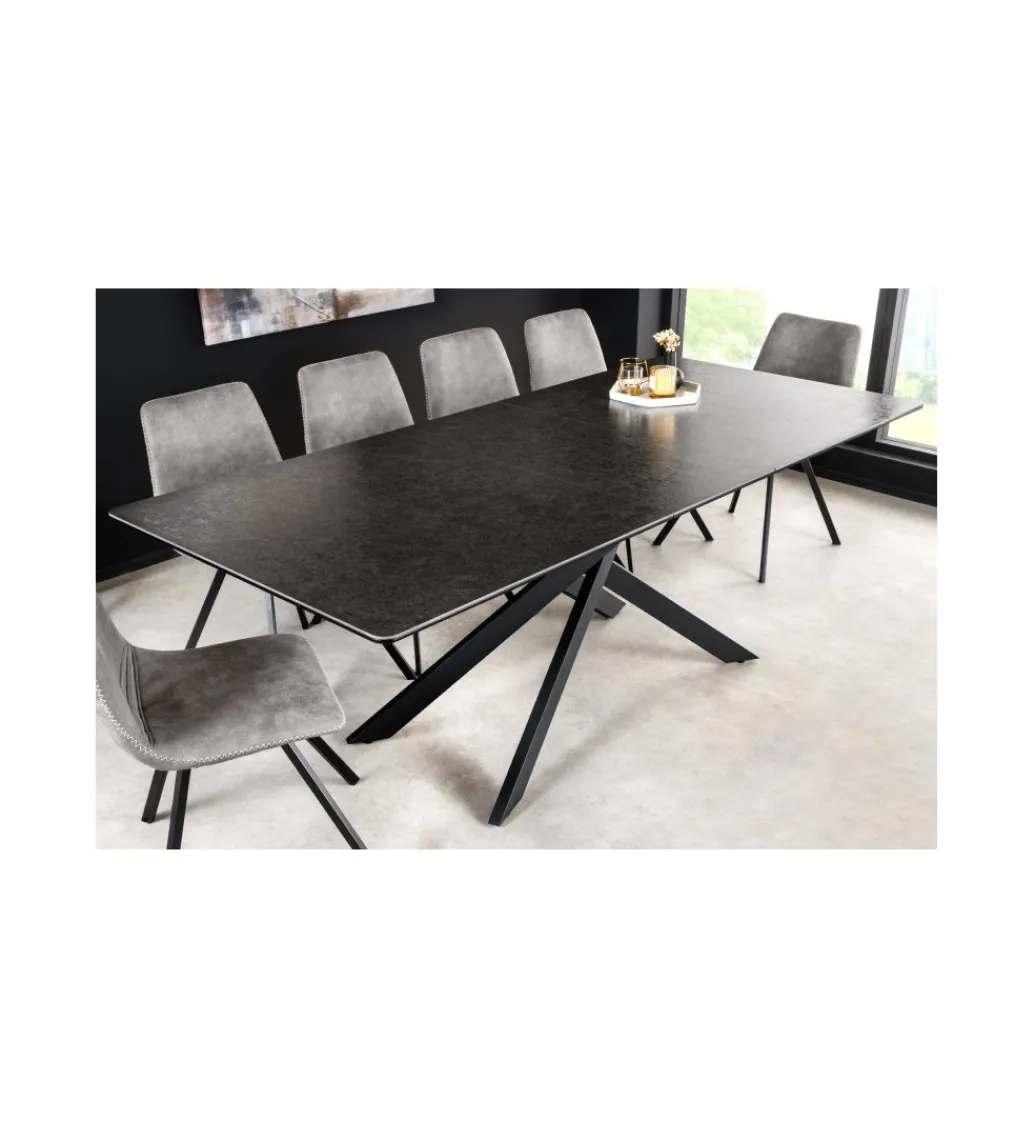 Stół Rozkładany ARKANSAS 160 Cm - 200 Cm ceramika w optyce antracytowego marmuru*Invicta Interior Discount