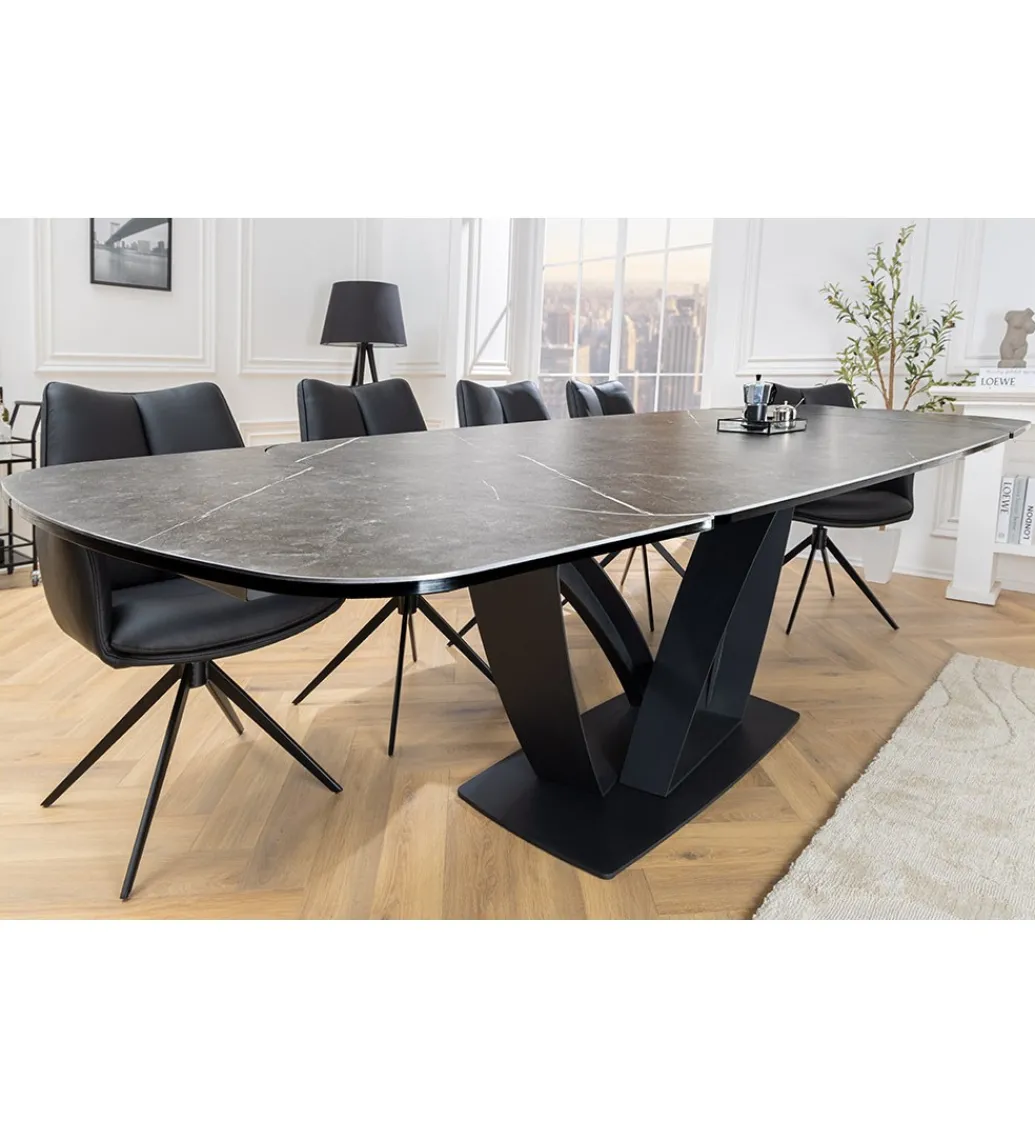 Stół rozkładany BLACKLIGHT 180 cm - 260 cm ceramika w optyce grafitowego marmuru*Invicta Interior Sale