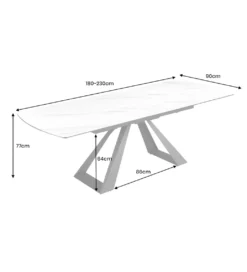 Stół rozkładany CONCORD 180 do 230 cm ceramika w optyce białego marmuru*Invicta Interior Best