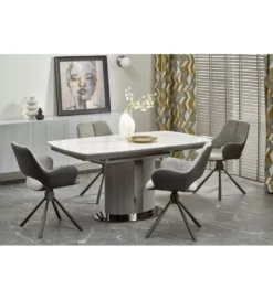 Stół rozkładany DANCAN 160 cm - 220 cm ceramika w optyce białego marmuru*Halmar Discount