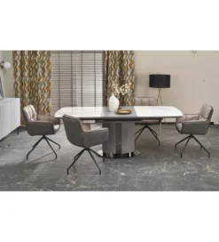 Stół rozkładany DANCAN 160 cm - 220 cm ceramika w optyce białego marmuru*Halmar Discount