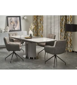 Stół rozkładany DANCAN 160 cm - 220 cm ceramika w optyce białego marmuru*Halmar Discount