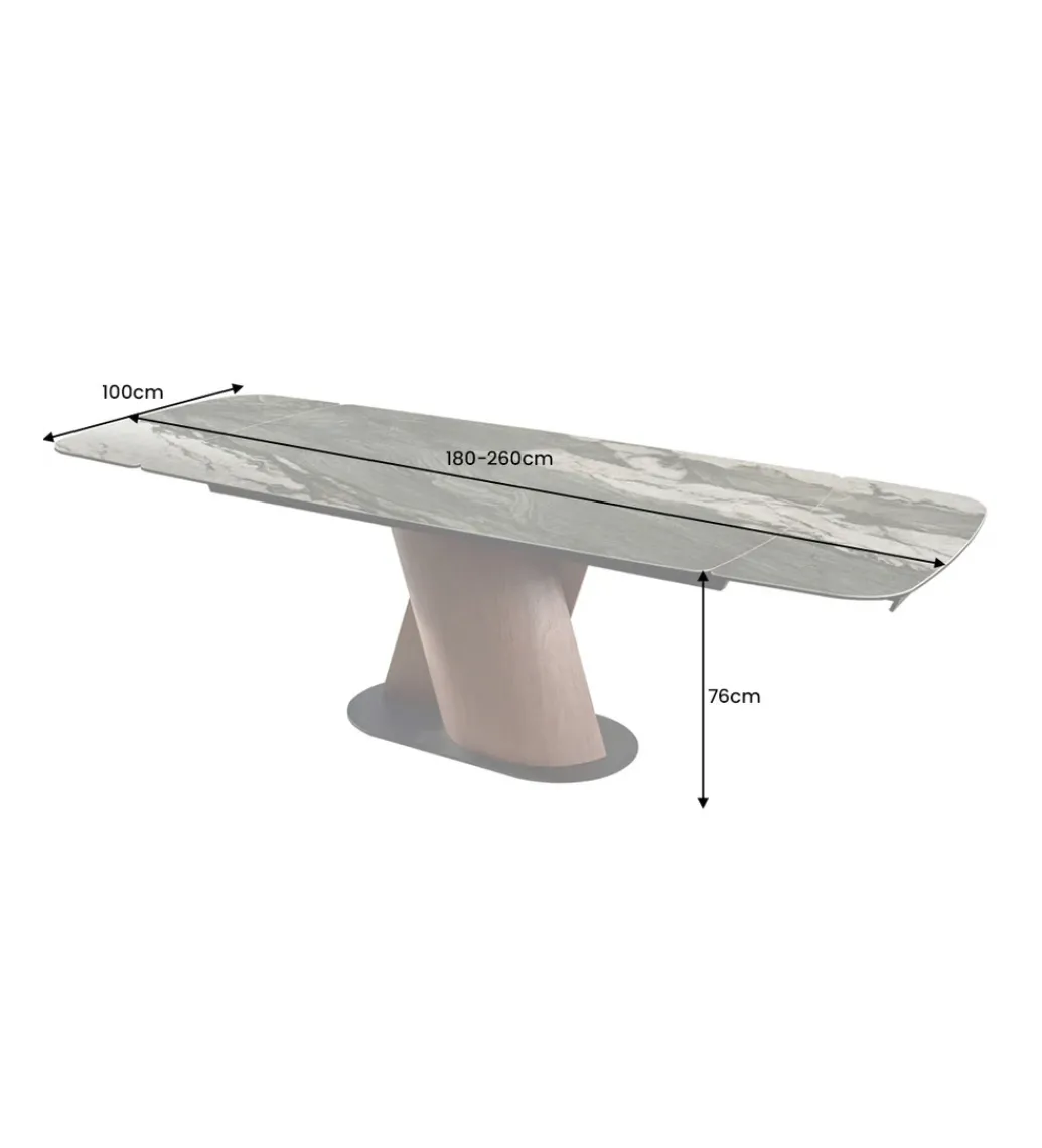 Stół rozkładany ELEMENTS od 180 do 260 cm ceramika efekt marmur taupe*Invicta Interior Online