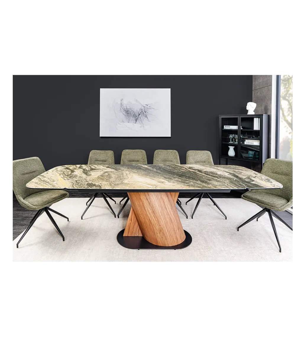 Stół rozkładany ELEMENTS od 180 do 260 cm blat ceramika w optyce marmuru*Invicta Interior Sale