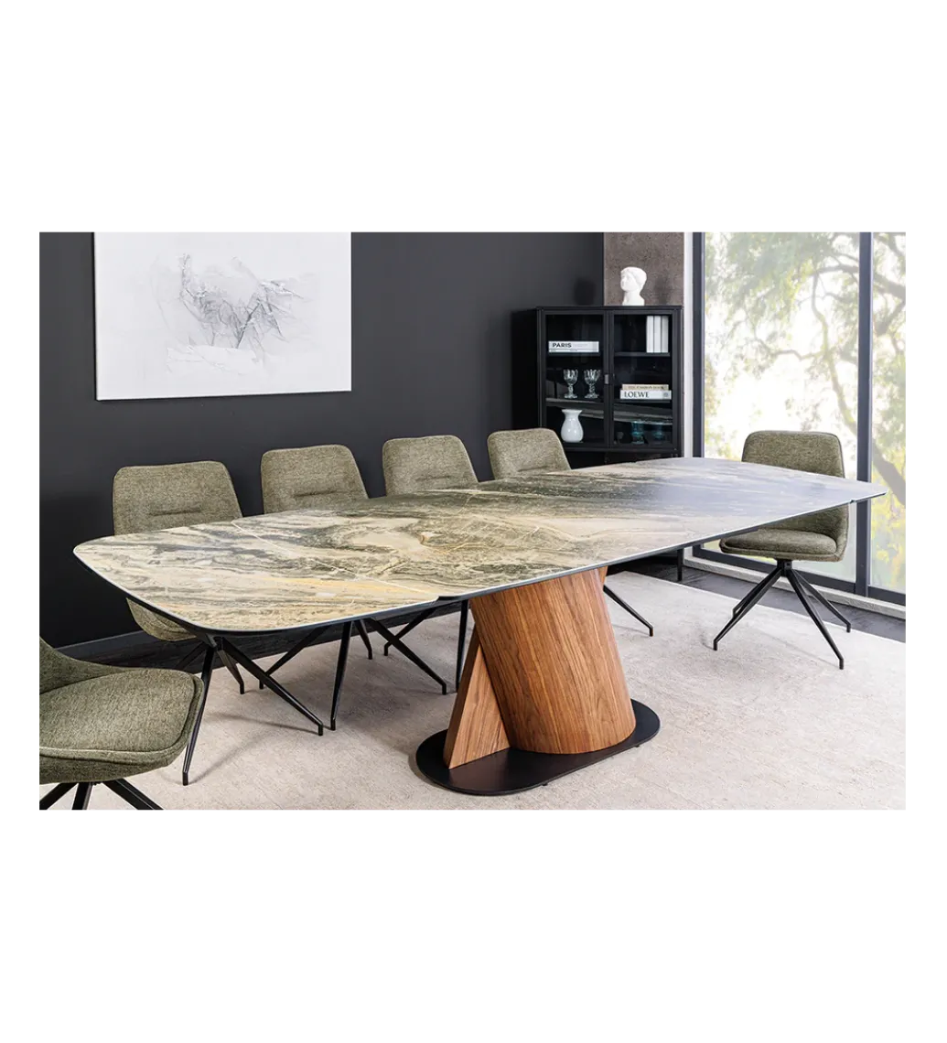 Stół rozkładany ELEMENTS od 180 do 260 cm blat ceramika w optyce marmuru*Invicta Interior Sale